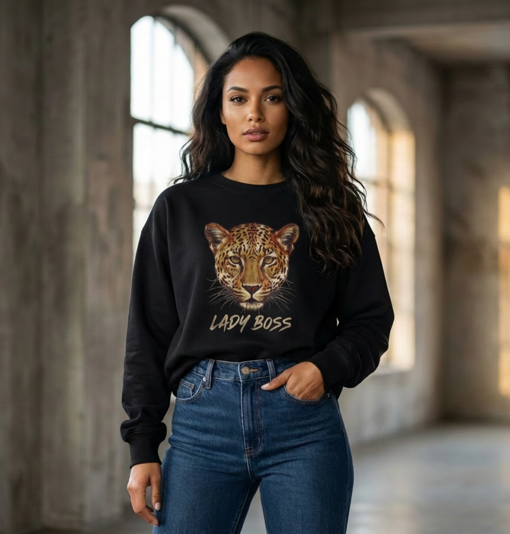 Lady Boss Leopard Crewneck Sweatshirt